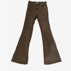 Bershka high waisted/flared brown pants